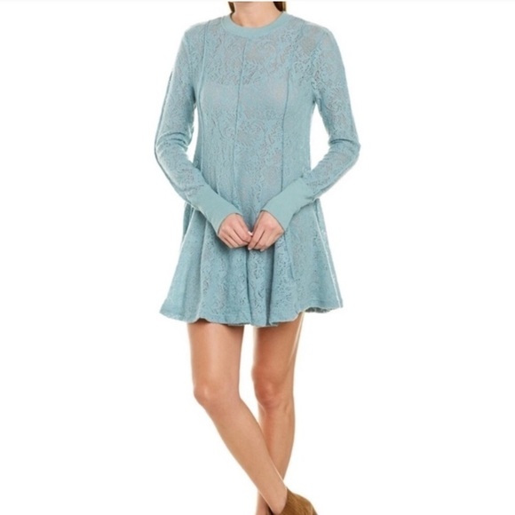 Free People Coffee in the Morning Tunic Mini Dress in Astral Sea - Picture 1 of 8